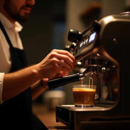 Barista espresso çekerken